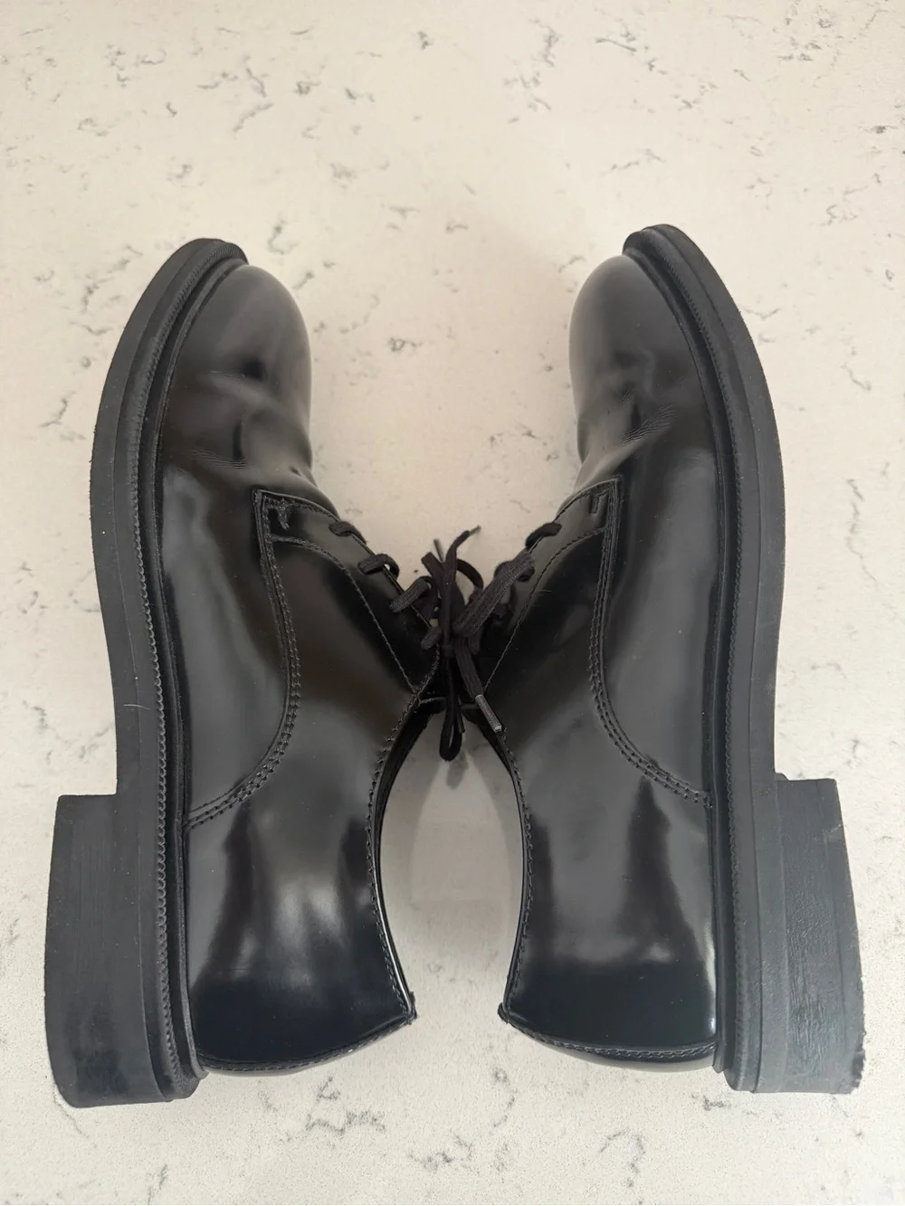 Zara Black Leather Derby Shoes - Lace-Up Oxfords